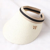 New Women's Sun Hats Handmade Straw Visor Caps Parent-Child Summer Hat Empty Top Beach Hat daiiibabyyy