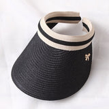 New Women's Sun Hats Handmade Straw Visor Caps Parent-Child Summer Hat Empty Top Beach Hat daiiibabyyy