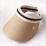 New Women's Sun Hats Handmade Straw Visor Caps Parent-Child Summer Hat Empty Top Beach Hat daiiibabyyy