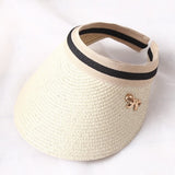 New Women's Sun Hats Handmade Straw Visor Caps Parent-Child Summer Hat Empty Top Beach Hat daiiibabyyy