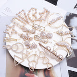 1Pc Fashion Crystal Rhinestones Hairpin Star Triangle Round Shape Women Hair Clips Pearl Barrettes Hair Styling Accessories daiiibabyyy