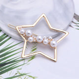 1Pc Fashion Crystal Rhinestones Hairpin Star Triangle Round Shape Women Hair Clips Pearl Barrettes Hair Styling Accessories daiiibabyyy