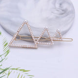 1Pc Fashion Crystal Rhinestones Hairpin Star Triangle Round Shape Women Hair Clips Pearl Barrettes Hair Styling Accessories daiiibabyyy