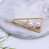 1Pc Fashion Crystal Rhinestones Hairpin Star Triangle Round Shape Women Hair Clips Pearl Barrettes Hair Styling Accessories daiiibabyyy