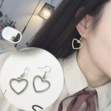 Japanese Harajuku soft cute girl hollow geometric heart shape sweet gold love earrings daiiibabyyy