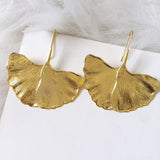 Ztech Charms Gold Color Leaves Metal Earrings For Women Girls Korean Geometric Boho Statement Bijoux Party Gift Pendientes daiiibabyyy