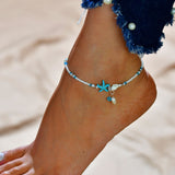 NEW Fashion Trendy Blue Starfish Shell Anklet Summer Beach Conch Bead Anklet For Women Foot Jewelry Accessories  5g