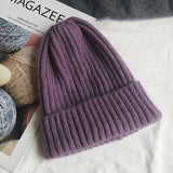 New Candy Colors Winter Hat Women Knitted Hat Warm Soft Trendy Hat Kpop Style Wool Beanie Elegant All-match Hat daiiibabyyy