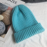 New Candy Colors Winter Hat Women Knitted Hat Warm Soft Trendy Hat Kpop Style Wool Beanie Elegant All-match Hat daiiibabyyy