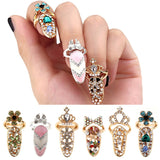 Charm Flower Lady Rhinestone Fingernail Protective Fashion Jewelry Bowknot Crown Nail Ring Crystal Finger Nail Rings For Women daiiibabyyy