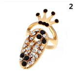 Charm Flower Lady Rhinestone Fingernail Protective Fashion Jewelry Bowknot Crown Nail Ring Crystal Finger Nail Rings For Women daiiibabyyy