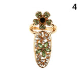 Charm Flower Lady Rhinestone Fingernail Protective Fashion Jewelry Bowknot Crown Nail Ring Crystal Finger Nail Rings For Women daiiibabyyy