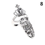 Charm Flower Lady Rhinestone Fingernail Protective Fashion Jewelry Bowknot Crown Nail Ring Crystal Finger Nail Rings For Women daiiibabyyy