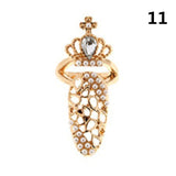 Charm Flower Lady Rhinestone Fingernail Protective Fashion Jewelry Bowknot Crown Nail Ring Crystal Finger Nail Rings For Women daiiibabyyy