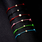 Make a Wish Crown Five-stars Cross Heart Woven Paper Card Bracelet Adjustable Lucky Red String Bracelets Femme Jewelry daiiibabyyy