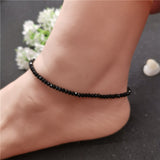 New Arrival Black 3mm Crystal Beads Anklet for Women Bohemian Female Beach Ankle Bracelet on Leg Foot Jewelry Enkelbandje daiiibabyyy