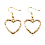 Japanese Harajuku soft cute girl hollow geometric heart shape sweet gold love earrings daiiibabyyy