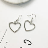 Japanese Harajuku soft cute girl hollow geometric heart shape sweet gold love earrings daiiibabyyy