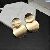 e912 Round Shaped Golden Earrings Simple Metal Vintage Earrings For Women Fashion Jewelry Girls Earring brincos daiiibabyyy