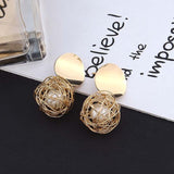 e912 Round Shaped Golden Earrings Simple Metal Vintage Earrings For Women Fashion Jewelry Girls Earring brincos daiiibabyyy