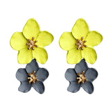 New Design Fashion Jewelry Big Double Flower Mixed Color Earrings For Women Summer Style Party Wedding Exaggerated Earrings daiiibabyyy