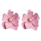 New Design Fashion Jewelry Big Double Flower Mixed Color Earrings For Women Summer Style Party Wedding Exaggerated Earrings daiiibabyyy