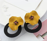 New Design Fashion Jewelry Big Double Flower Mixed Color Earrings For Women Summer Style Party Wedding Exaggerated Earrings daiiibabyyy