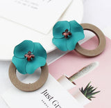 New Design Fashion Jewelry Big Double Flower Mixed Color Earrings For Women Summer Style Party Wedding Exaggerated Earrings daiiibabyyy