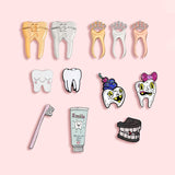 Hot Teeth Metal Enamel Brooch Cute Funny Cartoon Teeth Badge Pin Trendy Costume Backpack Jewelry Accessories for Kids Gifts daiiibabyyy