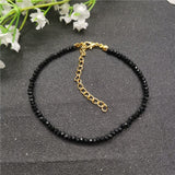 New Arrival Black 3mm Crystal Beads Anklet for Women Bohemian Female Beach Ankle Bracelet on Leg Foot Jewelry Enkelbandje daiiibabyyy