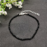 New Arrival Black 3mm Crystal Beads Anklet for Women Bohemian Female Beach Ankle Bracelet on Leg Foot Jewelry Enkelbandje daiiibabyyy