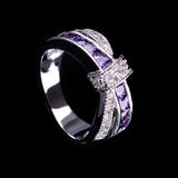 Beautiful pretty fashion Wedding Party White gold color silver color NICE women Purple crystal Lady Ring jewelry LR050 daiiibabyyy