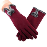 New Female Autumn Winter Non-Inverted Velvet Cashmere Full Finger Warm Lace Gloves Women Cotton Touch Screen Gloves G82 daiiibabyyy