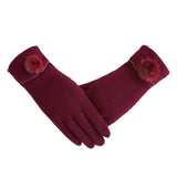 New Female Autumn Winter Non-Inverted Velvet Cashmere Full Finger Warm Lace Gloves Women Cotton Touch Screen Gloves G82 daiiibabyyy