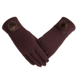 New Female Autumn Winter Non-Inverted Velvet Cashmere Full Finger Warm Lace Gloves Women Cotton Touch Screen Gloves G82 daiiibabyyy