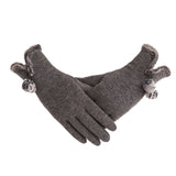 New Female Autumn Winter Non-Inverted Velvet Cashmere Full Finger Warm Lace Gloves Women Cotton Touch Screen Gloves G82 daiiibabyyy