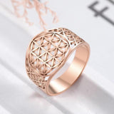 Skyrim Elegant Flower of Life Rings Viking Vintage Stainless Steel Golden Women Ring Wholesale Anniversary Valentine's Day Gift daiiibabyyy