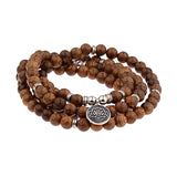 Multilayer Wood Beads Buddha Lotus OM Bracelet Tibetan Buddhist Mala Charm Rosary Bracelet Yoga Wooden For Women Men Jewelry daiiibabyyy