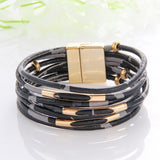 WYBU Multilayer Leather Bracelet For Women Magnet Clasp Charm Braided Wide Wrap Bracelets Bangles Female Bohemian Style Jewelry daiiibabyyy