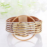 WYBU Multilayer Leather Bracelet For Women Magnet Clasp Charm Braided Wide Wrap Bracelets Bangles Female Bohemian Style Jewelry daiiibabyyy