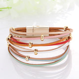 WYBU Multilayer Leather Bracelet For Women Magnet Clasp Charm Braided Wide Wrap Bracelets Bangles Female Bohemian Style Jewelry daiiibabyyy