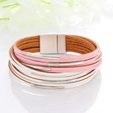 WYBU Multilayer Leather Bracelet For Women Magnet Clasp Charm Braided Wide Wrap Bracelets Bangles Female Bohemian Style Jewelry daiiibabyyy