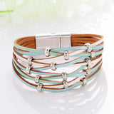 WYBU Multilayer Leather Bracelet For Women Magnet Clasp Charm Braided Wide Wrap Bracelets Bangles Female Bohemian Style Jewelry daiiibabyyy