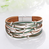 WYBU Multilayer Leather Bracelet For Women Magnet Clasp Charm Braided Wide Wrap Bracelets Bangles Female Bohemian Style Jewelry daiiibabyyy