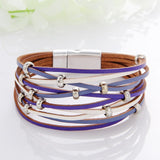 WYBU Multilayer Leather Bracelet For Women Magnet Clasp Charm Braided Wide Wrap Bracelets Bangles Female Bohemian Style Jewelry daiiibabyyy