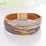 WYBU Multilayer Leather Bracelet For Women Magnet Clasp Charm Braided Wide Wrap Bracelets Bangles Female Bohemian Style Jewelry daiiibabyyy