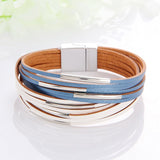 WYBU Multilayer Leather Bracelet For Women Magnet Clasp Charm Braided Wide Wrap Bracelets Bangles Female Bohemian Style Jewelry daiiibabyyy