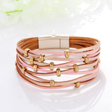 WYBU Multilayer Leather Bracelet For Women Magnet Clasp Charm Braided Wide Wrap Bracelets Bangles Female Bohemian Style Jewelry daiiibabyyy