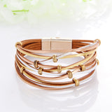 WYBU Multilayer Leather Bracelet For Women Magnet Clasp Charm Braided Wide Wrap Bracelets Bangles Female Bohemian Style Jewelry daiiibabyyy