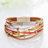 WYBU Multilayer Leather Bracelet For Women Magnet Clasp Charm Braided Wide Wrap Bracelets Bangles Female Bohemian Style Jewelry daiiibabyyy